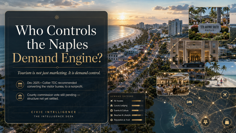 Naples beachfront demand-engine read — Who Controls the Naples Demand Engine? Dossier #002.