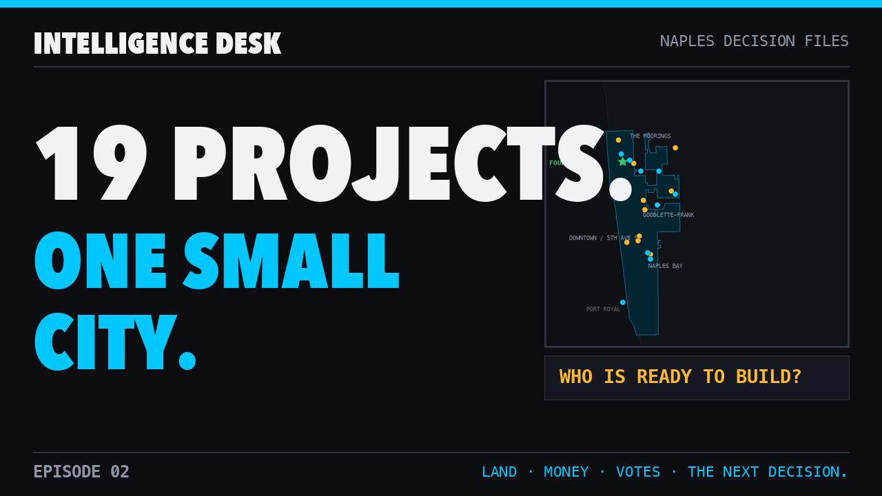 19 Major Projects. One Small City. Who Is Ready to Build Naples? — poster